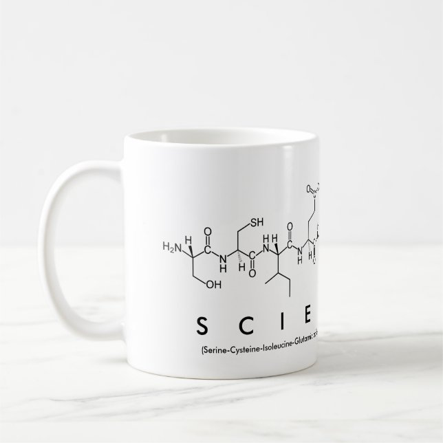 Scientist peptide word mug (Left)