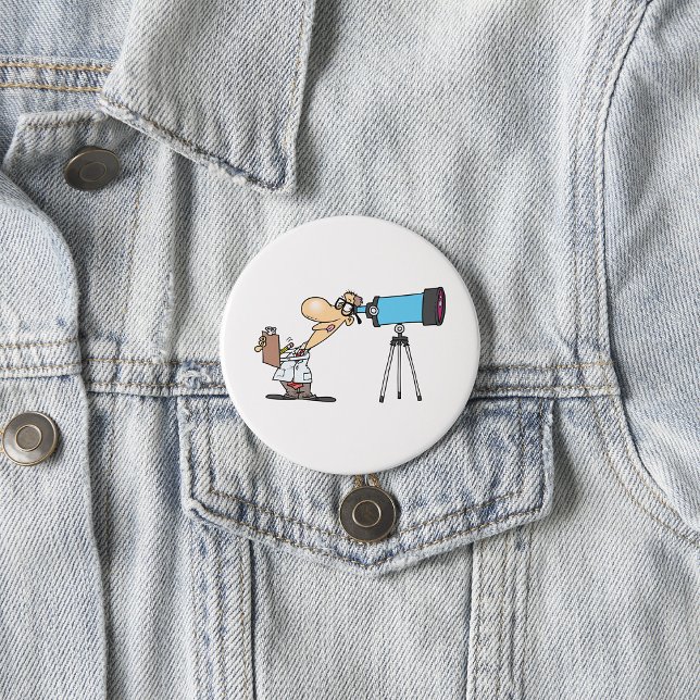 Scientist with Telescope Astronomy Science Humour  3 Inch Round Button (Creator Uploaded)