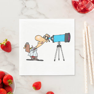 Scientist with Telescope Astronomy Science Humour Napkin
