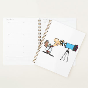 Scientist with Telescope Astronomy Science Humour  Planner