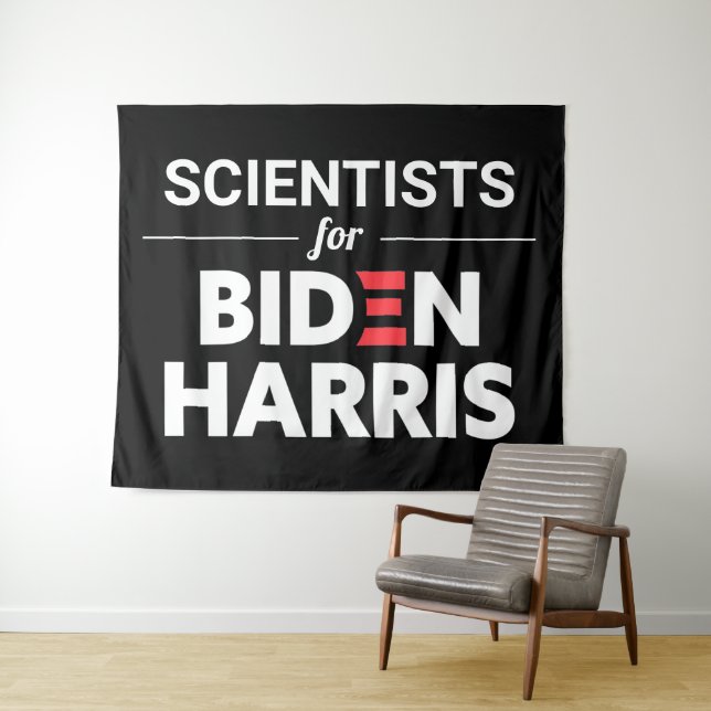 Scientists for Biden Harris Custom Text Black Tapestry (In Situ (Horizontal))