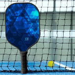 Scifi Cool Hexagon Abstract Monogrammed Blue Tech Pickleball Paddle<br><div class="desc">Cool scifi abstract cyber design features blue futuristic digital hexagons.  Customize monogrammed initials in coordinating blue with the simple to use template. The design repeats on the reverse side. Perfect fun & unique techno pickleball gift for him or her.</div>