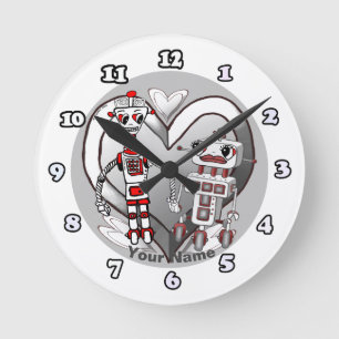 Scifi robots in love round clock