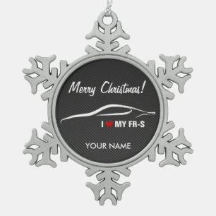 Scion FR-S "I love my FR-S" Personalized Snowflake Pewter Christmas Ornament