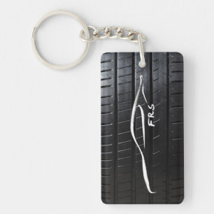 Scion FR-S white brushstroke with tire tread Keychain