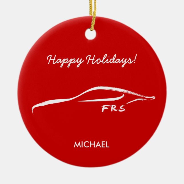 Scion FR-S White Silhouette logo Ceramic Ornament (Front)