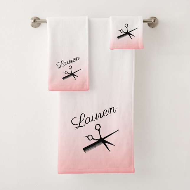 Scissor and Comb Personal Bath Towel Set (Insitu)