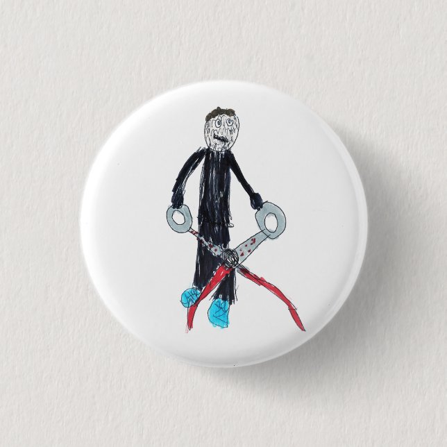Scissor Man By Claire 1 Inch Round Button (Front)