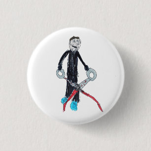 Scissor Man By Claire 1 Inch Round Button