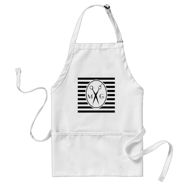 Scissor Monogram Initials Hair Stylist Barber Shop Standard Apron (Front)