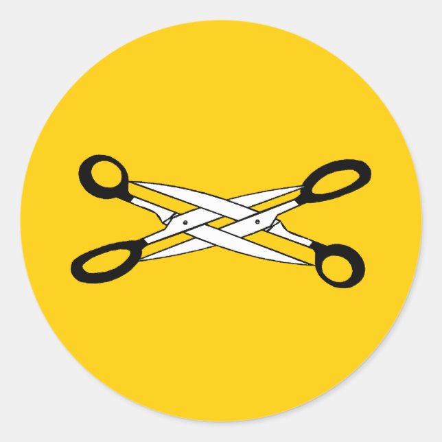 SCISSOR TIME CLASSIC ROUND STICKER (Front)