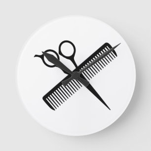 SCISSORS AND COMB ROUND CLOCK
