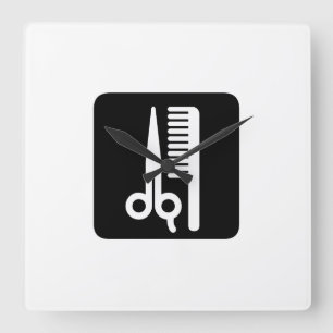 Scissors and Comb Square Wall Clock