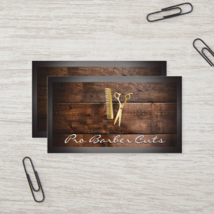 Scissors and Comb   Wood Business Card