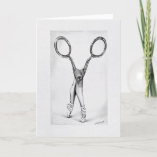 Scissors ballerina dance surreal art Greeting card