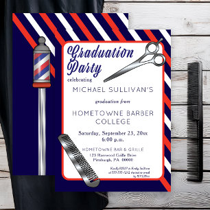 Scissors   Comb Barber School Graduation Party Invitation