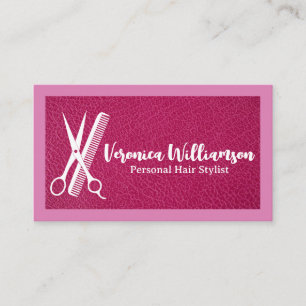 Scissors Comb Hair Stylist Logo Leather Business Card