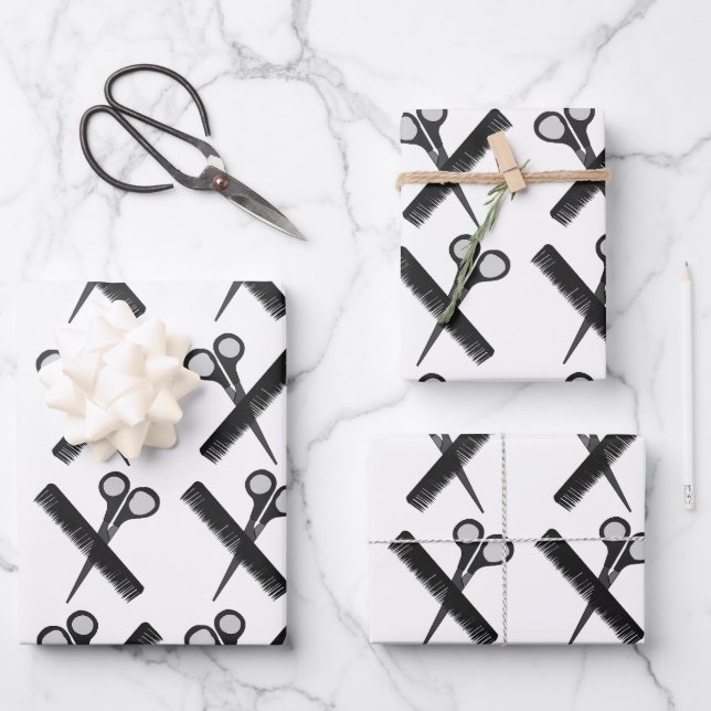 Scissors Comb Hairstylist Salon  Wrapping Paper Sheet (Front)