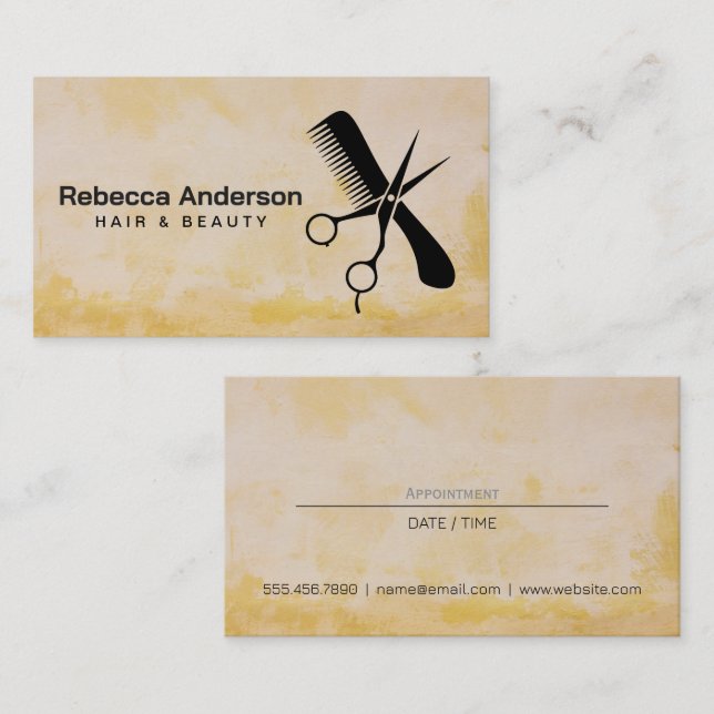 Scissors Comb Logo | Hair Stylist Appt  Appointment Card (Front/Back)