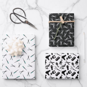 Scissors & Combs Hair Stylist Patterns Wrapping Paper Sheet