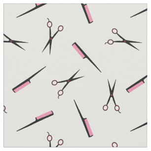 Scissors & Combs - Hot Pink Black White Fabric