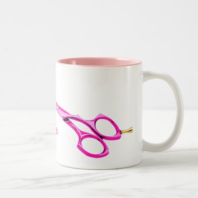 scissors, Curl up and Dye Hair Salon Two-Tone Coffee Mug (Right)