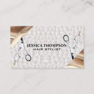 Scissors Gold Foil Ribbon Geometric Pattern Business Card