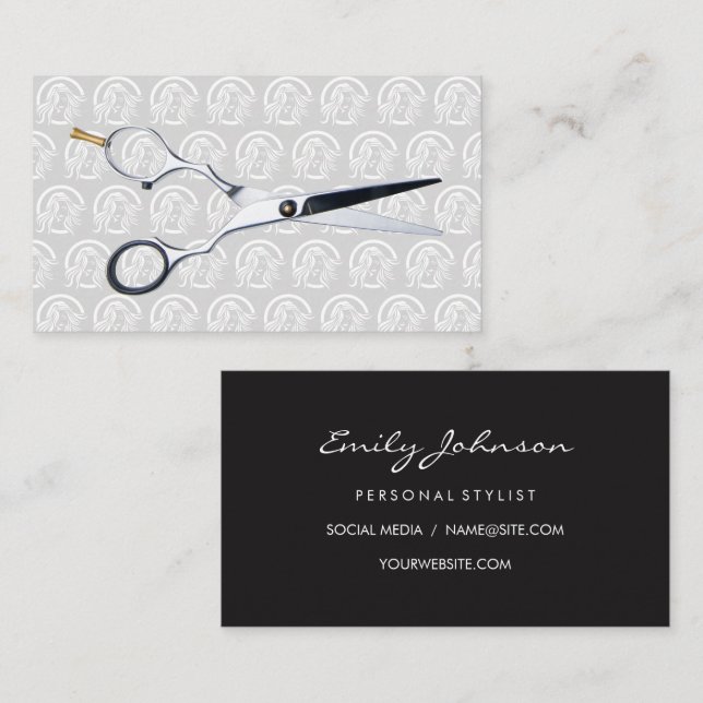 Scissors | Hair Beauty Logo Pattern Business Card (Front/Back)