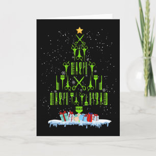 Scissors Hair Christmas Tree Funny Hairstylist Xma Card