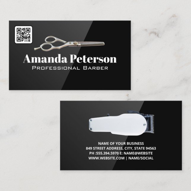 Scissors Hair Clippers | QR Code Business Card (Front/Back)