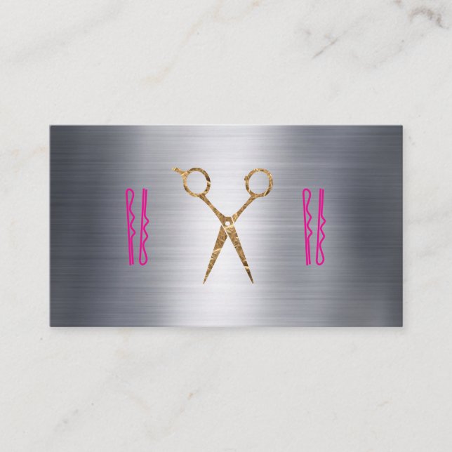 Scissors | Hair Pins | Metallic Background Appointment Card (Front)