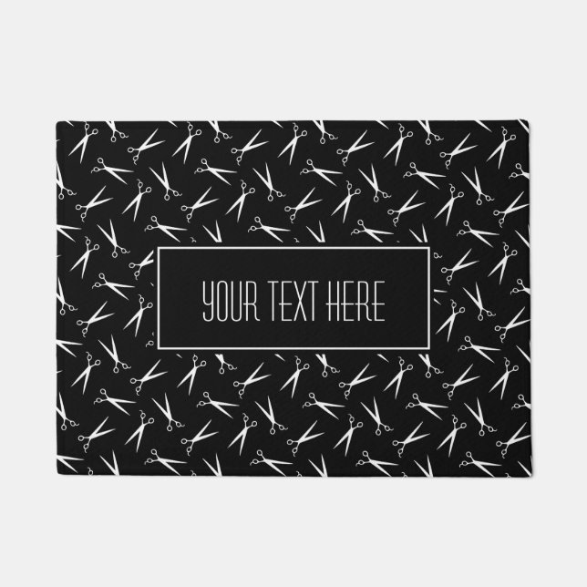 Scissors Hair Stylist Pattern Doormat (Front)