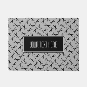 Scissors Hair Stylist Pattern Grey Doormat