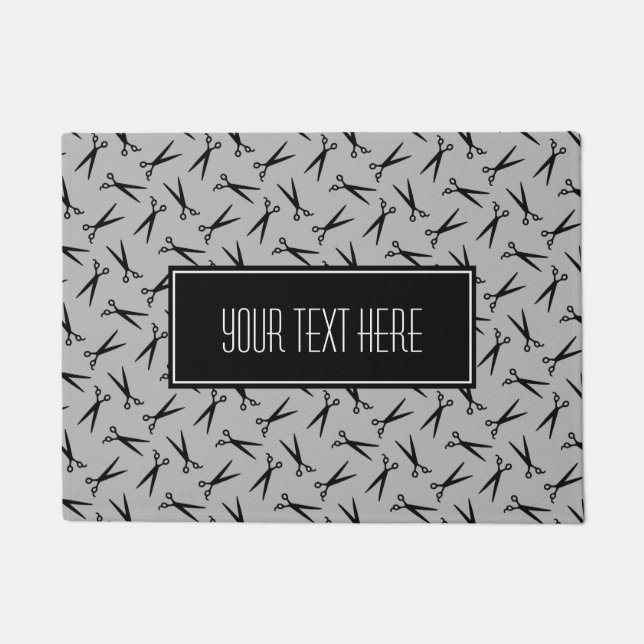 Scissors Hair Stylist Pattern Grey Doormat (Front)