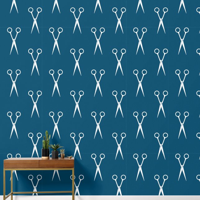  Scissors Hair Stylist Pattern Wallpaper (Hallway)