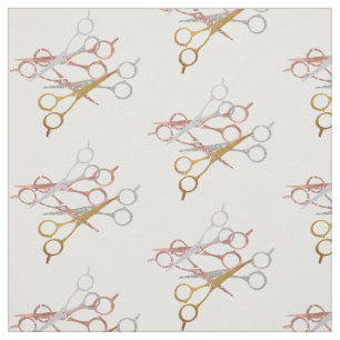 Scissors Hair Stylist Salon Metallics Glitter Fabric