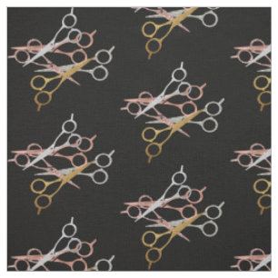 Scissors Hair Stylist Salon Metallics Glitter Fabric