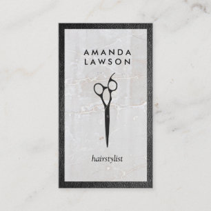 Scissors Logo Leather Stone Business Card