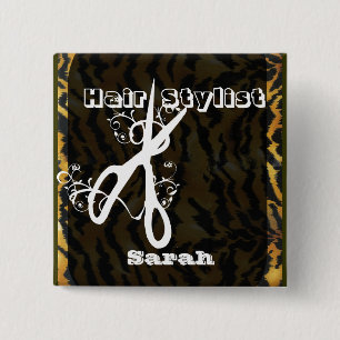 Scissors Swirls Hair Stylist Beaty Salons 2 Inch Square Button