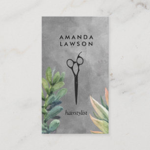 Scissors Watercolor Succulents Business Card