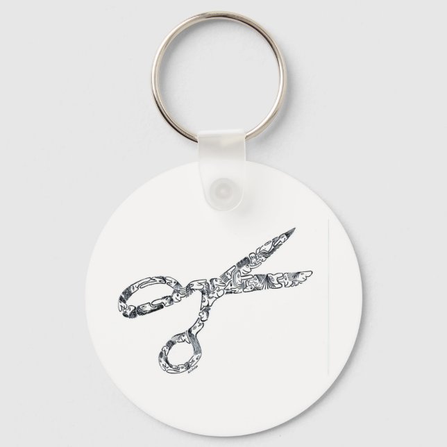 Scissors with Haircuts Keychain (Front)