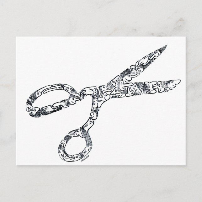 Scissors with Haircuts Postcard (Front)
