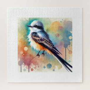 Scissortailed Flycatcher 180724AREF128 - Watercolo Jigsaw Puzzle