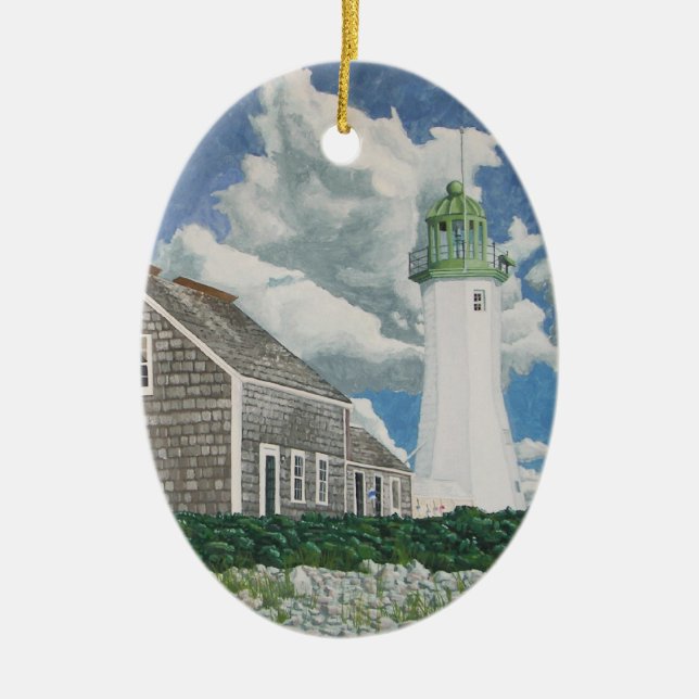 Scituate Lightkeeper's House Ceramic Ornament (Front)