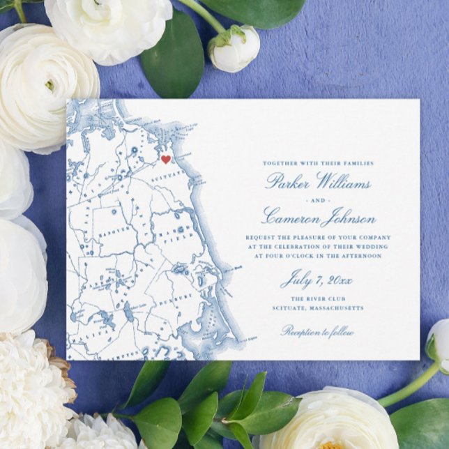 Scituate Massachusetts Carte Elégant Mariage de la (These Scituate Massachusetts wedding invitations are perfect for a South Shore destination wedding)