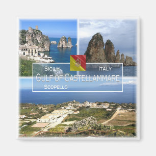 SCL006 GULF OF CASTELLAMMARE, Mosaic, Italy Fridge Magnet