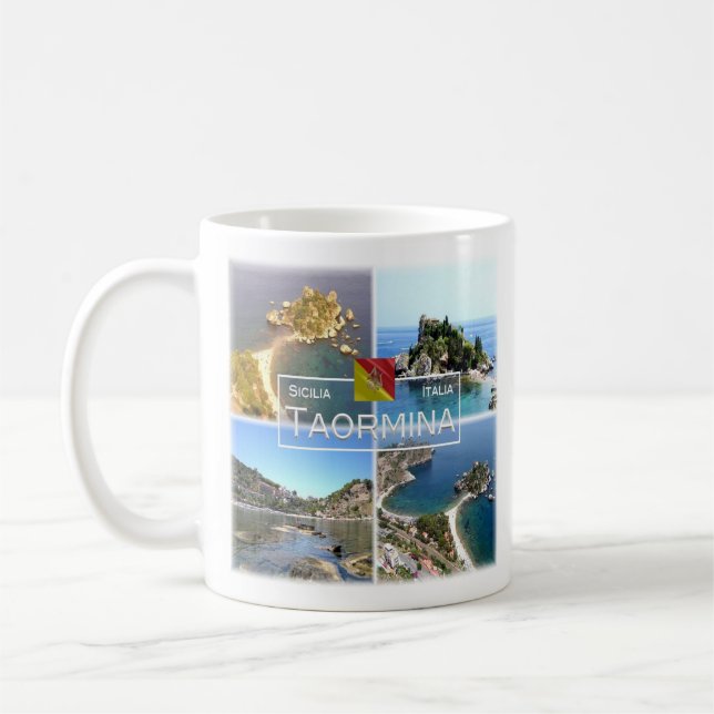 SCL017 TAORMINA Isola Bella, Mosaic, Sicily,  Coffee Mug (Left)