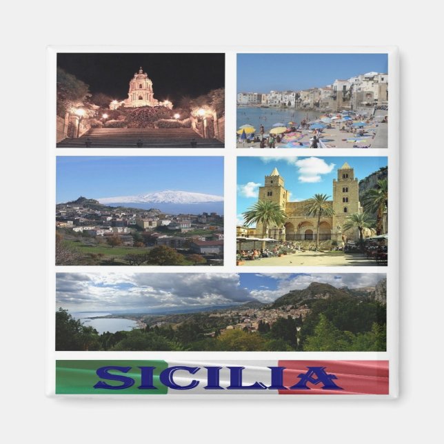 SCL054 SICILY, Mosaic, Italy, Fridge Magnet (Front)