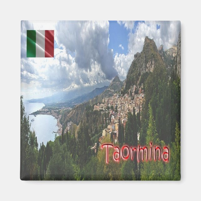 SCL066 TAORMINA, Aerial View, Sicily, Fridge Magnet (Front)