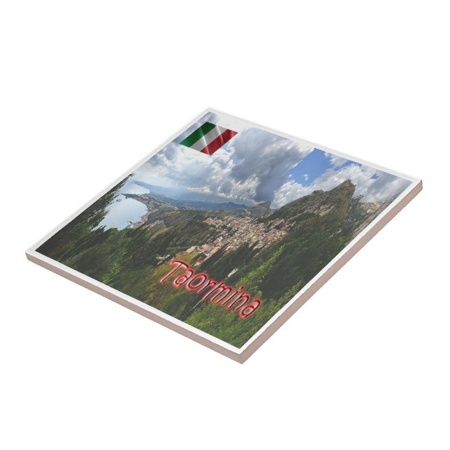 SCL066 TAORMINA, Aerial View, Sicily, Tile (Side)